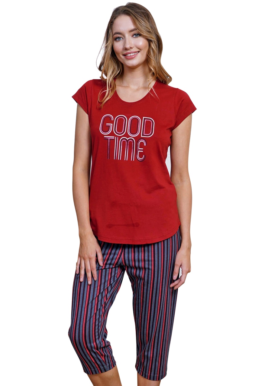 Pijama Dama, Vienetta, Model 'Good Time', Culoare Rosu Visiniu