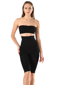 Corset dama cu pantalon 3/4 Serena, cu banda de silicon, model 1228, Negru Corset dama cu pantalon 3/4 Serena, cu banda de silicon, model 1228, Negru