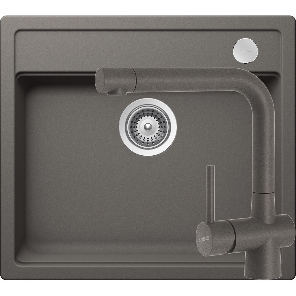 Kit chiuveta Schock Mono N-100 570 x 510 mm si baterie Schock Laios Silverstone Cristadur