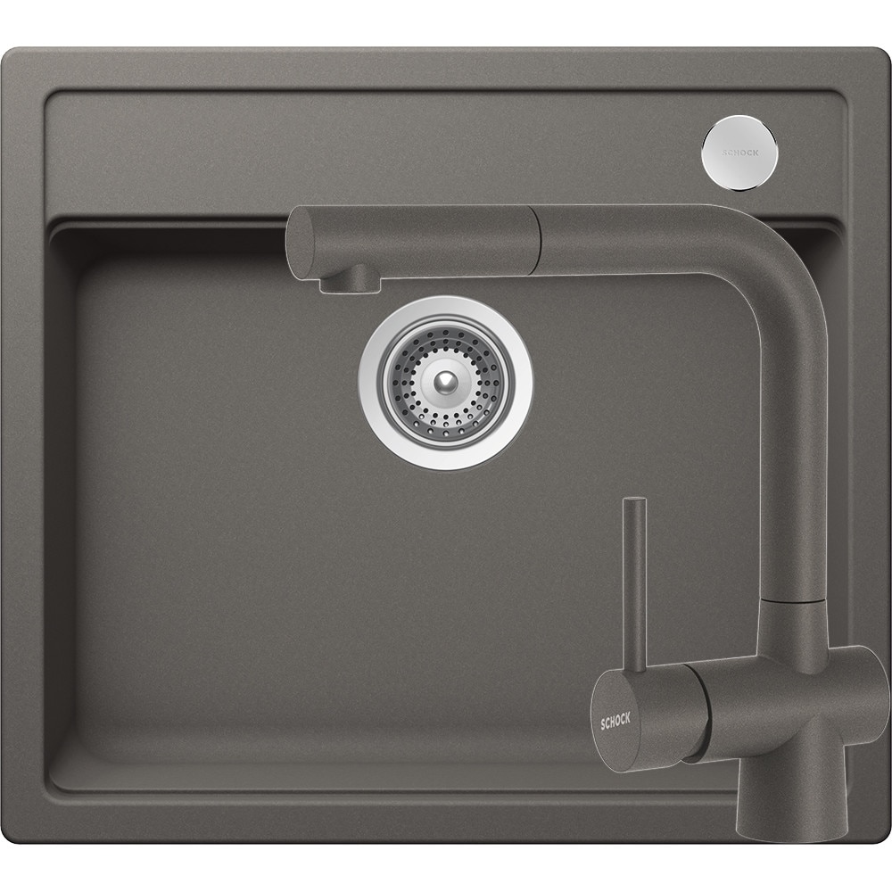 Kit chiuveta Schock Mono N-100 570 x 510 mm si baterie Schock Laios Silverstone Cristadur cu Dus Extractibil