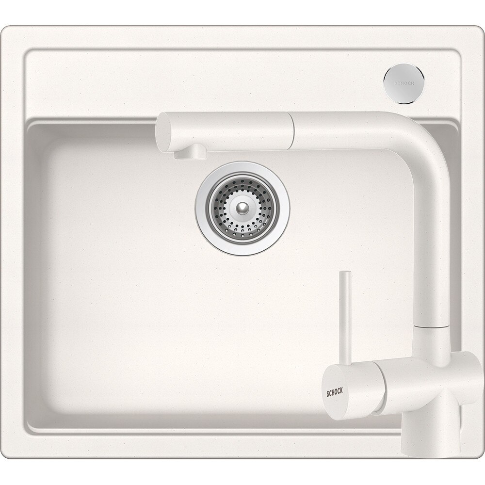 Kit chiuveta Schock Mono N-100 570 x 510 mm si baterie Schock Laios Polaris Cristadur cu Dus Extractibil