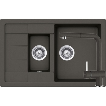 Kit chiuveta Schock Manhattan D-150S 780 x 500 mm si baterie Schock Epos cu Dus Extractibil Asphalt Cristalite Kit chiuveta Schock Manhattan D-150S 780 x 500 mm si baterie Schock Epos cu Dus Extractibil Asphalt Cristalite