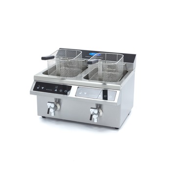 Friteuza cu inductie 2 x 8L, cu robinet de scurgere Friteuza cu inductie 2 x 8L, cu robinet de scurgere