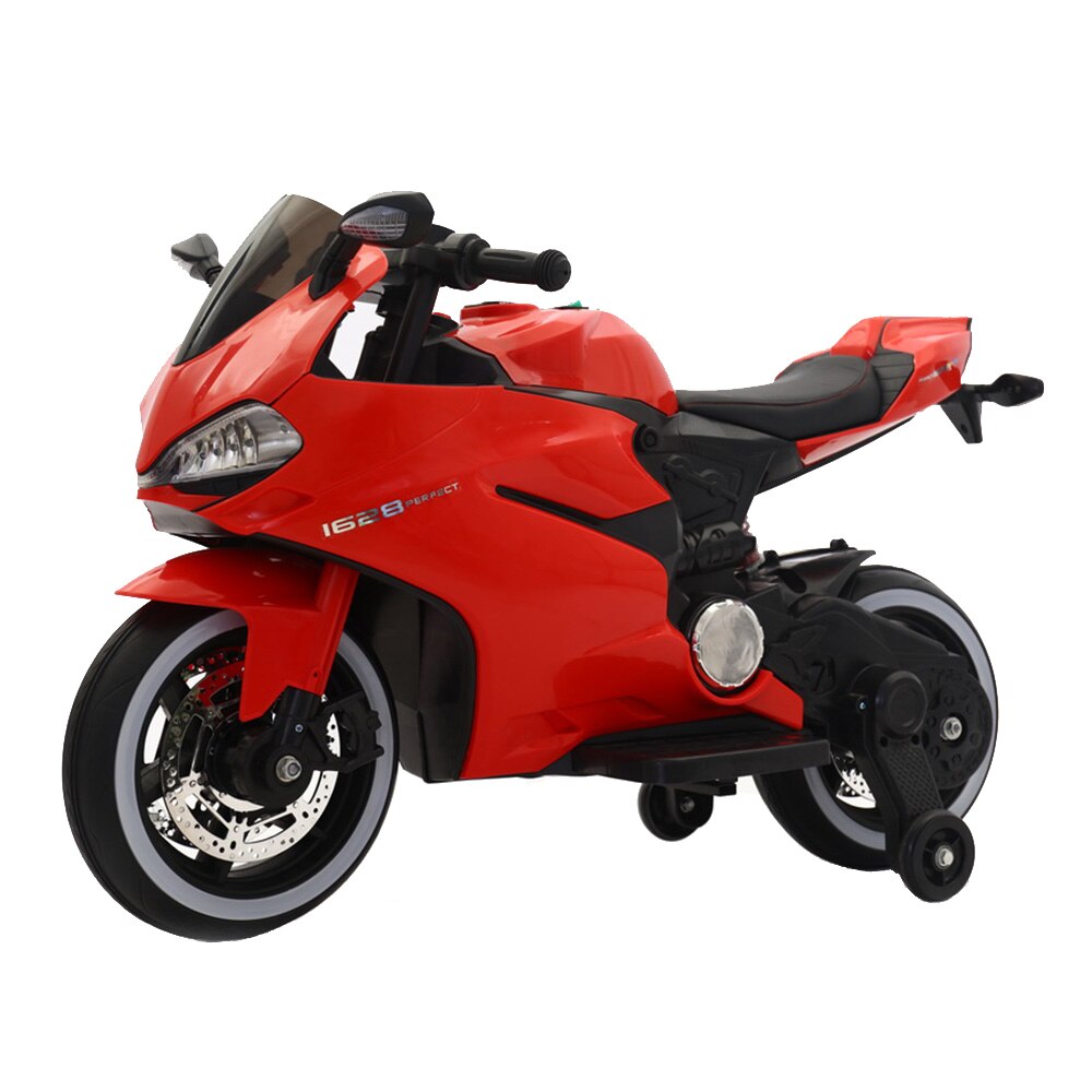 Motocicleta electrica BO Motor Napoleon rosie, baterie 6V7Ah, doua motoare, lumini in far si roti, functie muzica, greutate pana la 25 kg