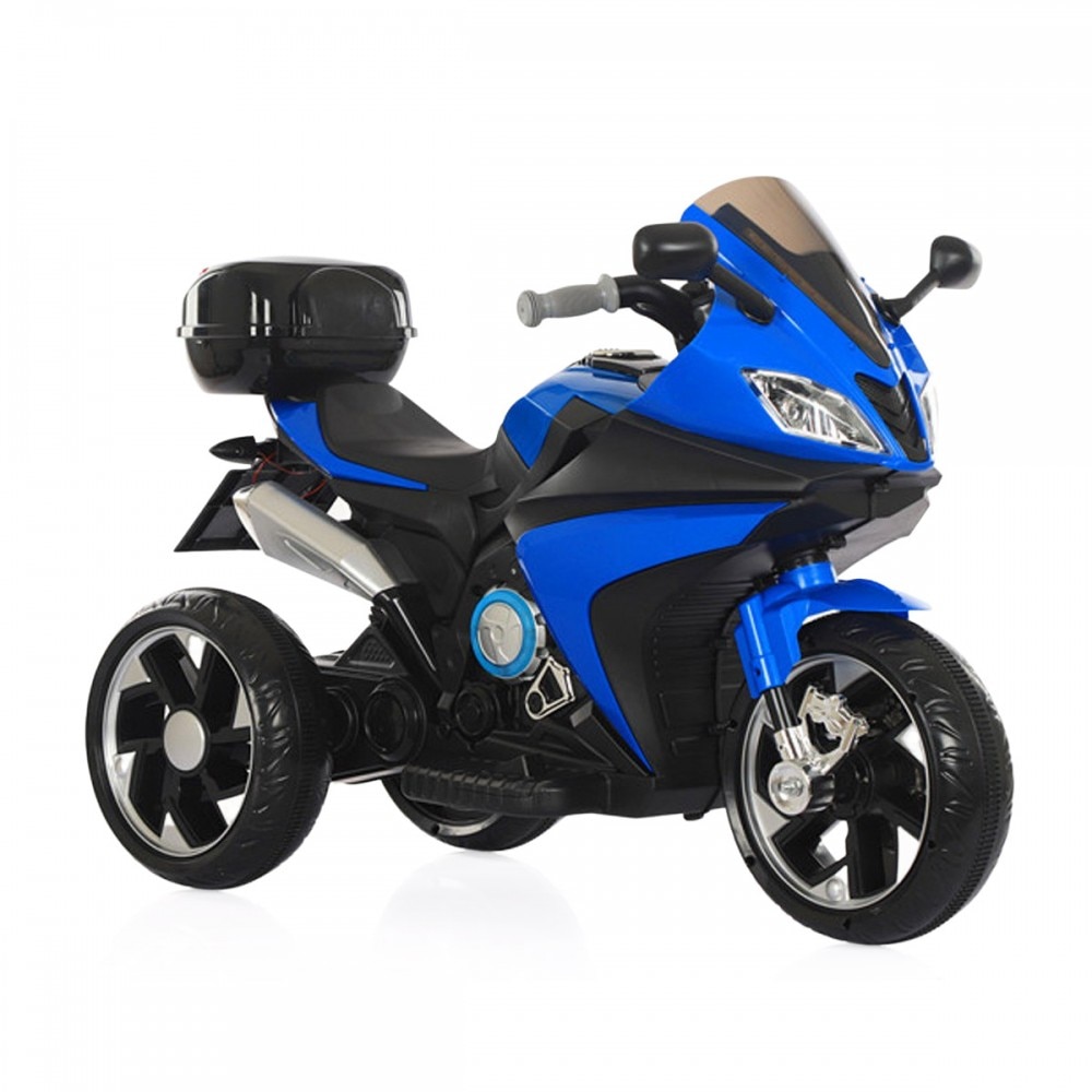 Motocicleta electrica BO Karachi SPP-605, albastru, baterie 6V7Ah, faruri cu lumini, MP3/USB pentru muzica, greutate pana la 25 kg
