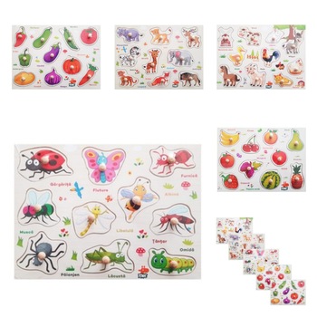 Set 5 puzzle din lemn in limba romana cu 10 piese, jov132 Set 5 puzzle din lemn in limba romana cu 10 piese, jov132
