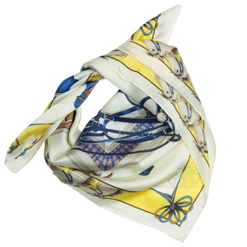 Esarfa, de dama, 70x70 cm, Buticcochet, Crem cu cai - ES675 Esarfa, de dama, 70x70 cm, Buticcochet, Crem cu cai - ES675