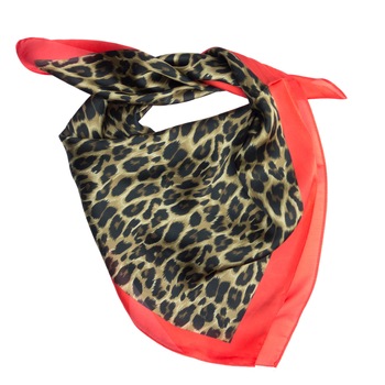 Esarfa, de dama, 70x70 cm, Buticcochet, Rosu cu animal print - ES687 Esarfa, de dama, 70x70 cm, Buticcochet, Rosu cu animal print - ES687