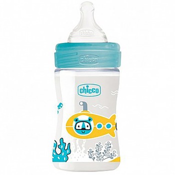 Biberon anticolici Chicco WellBeing PP, flux lent, 150ml, de la nastere, Albastru Biberon anticolici Chicco WellBeing PP, flux lent, 150ml, de la nastere, Albastru