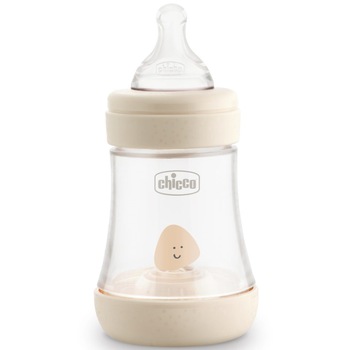Biberon Chicco Perfect5 PP, tetina silicon, flux lent, 150ml, de la nastere, Bej Biberon Chicco Perfect5 PP, tetina silicon, flux lent, 150ml, de la nastere, Bej