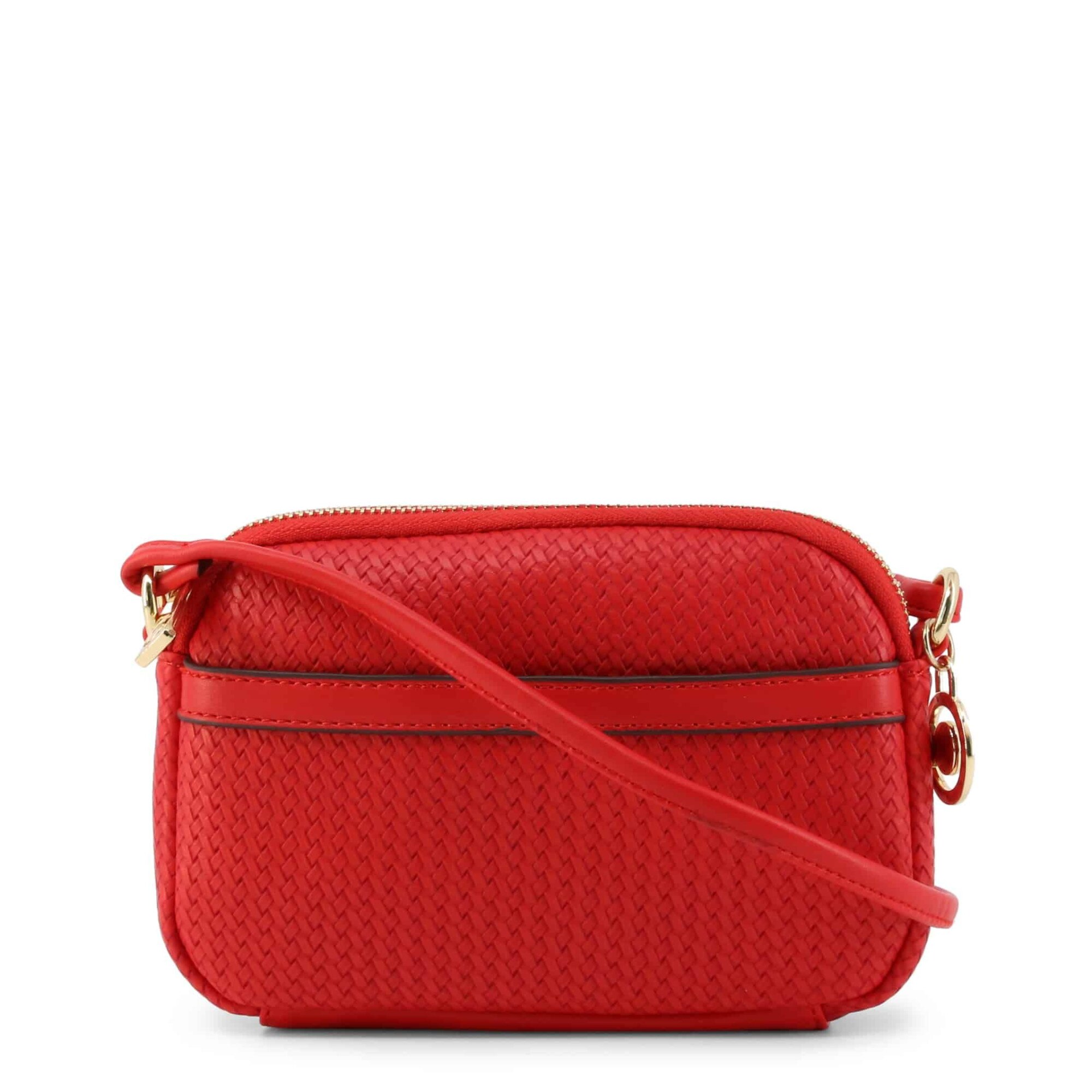 Geanta din piele cu bareta de umar, Casual, Carrera Jeans, Rosie, 20 cm