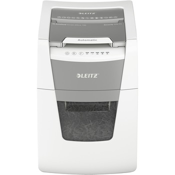 Distrugator documente automat Leitz IQ Small Office, P4, cross-cut (confeti), 100 coli, cos 34l, alb-gri Distrugator documente automat Leitz IQ Small Office, P4, cross-cut (confeti), 100 coli, cos 34l, alb-gri