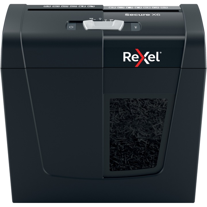 Distrugator documente manual REXEL SECURE X6, P4, cross-cut (confeti), 6 coli, 10l, negru