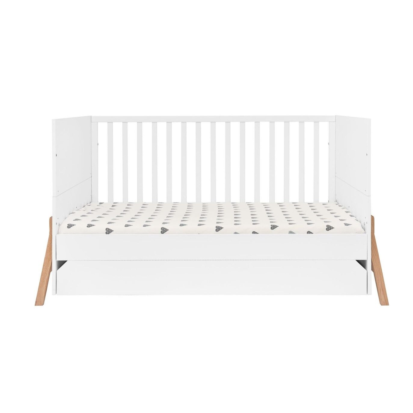 Patut bebe Lotta cu sertar, Bellamy, Lemn/MDF, transformabil, neasamblat, alb, 161 x 75 x 89 cm