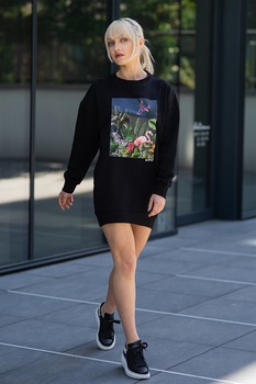 uFIT, Rochie sport cu imprimeu tropical Kate, Negru/Albastru/Verde uFIT, Rochie sport cu imprimeu tropical Kate, Negru/Albastru/Verde