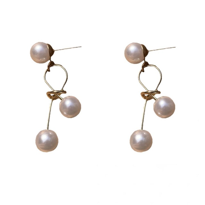 Обеци Pili-Paradise, модел перла, бяло/злато