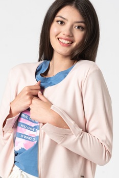 Zabaione, Bluza sport din jerseu cu fermoar si terminatie contrastanta Sura, Roz pal/Gri Zabaione, Bluza sport din jerseu cu fermoar si terminatie contrastanta Sura, Roz pal/Gri