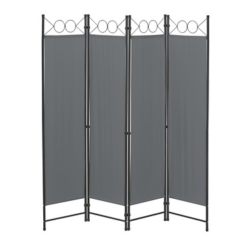 Paravan Saragossa DG160, en.casa, 171 x 160 cm, otel/poliester, gri inchis, pliabil, din 4 paneluri cu 8 picioare sustinere Paravan Saragossa DG160, en.casa, 171 x 160 cm, otel/poliester, gri inchis, pliabil, din 4 paneluri cu 8 picioare sustinere
