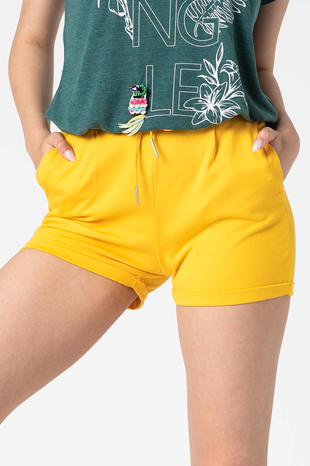 Haily's, Pantaloni scurti din amestec de viscoza, Galben