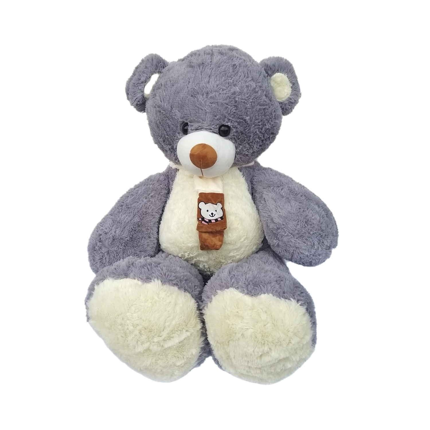 Urs de plus gri si alb cu fular, Nichita Impex, 126 cm