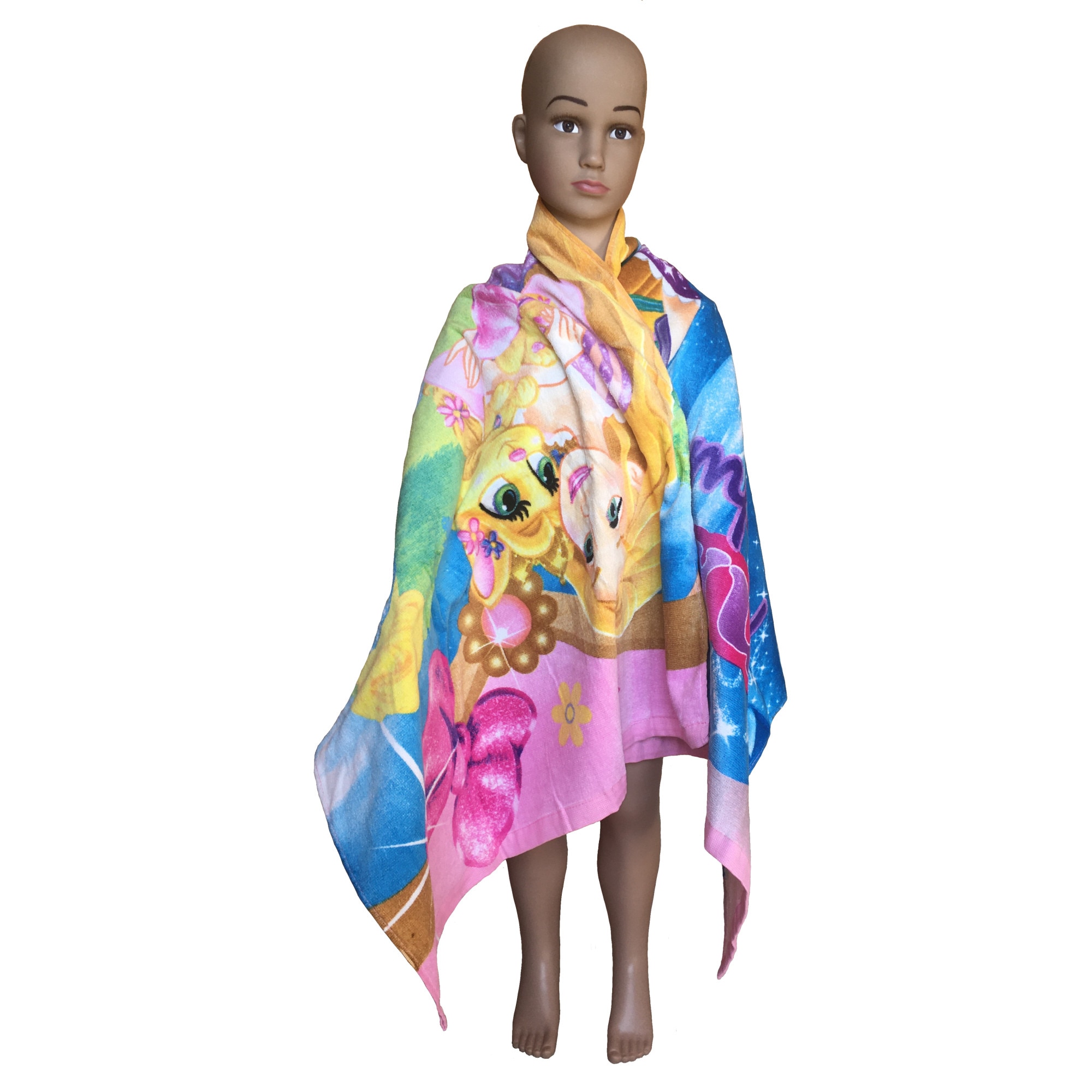 Prosop de baie pentru copii Disney Princess Palace Pets, prosop de plaja, 70 x 140 cm, Bumbac, Multicolor