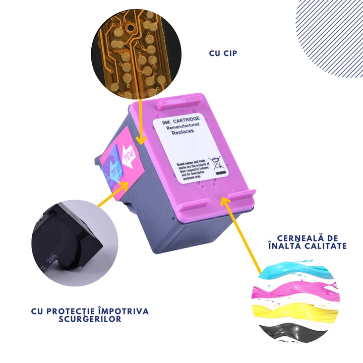 Cartus de cerneala, GP Toner, Compatibil cu HP 652 1115 2315 3835 3635 3775 3785 4535, Tri-Color