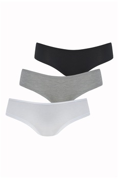 Penti, Set de chiloti hipster - 3 perechi, Negru/gri deschis/gri inchis Penti, Set de chiloti hipster - 3 perechi, Negru/gri deschis/gri inchis