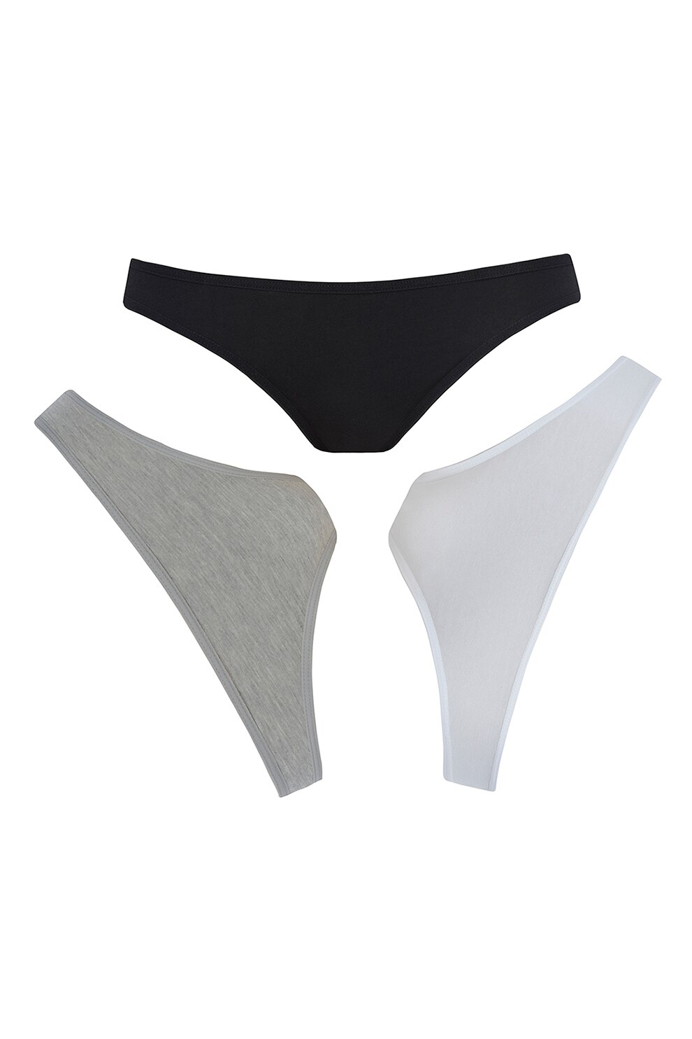 Penti, Set de chiloti cu talie joasa - 3 perechi, Negru/Alb/Gri melange