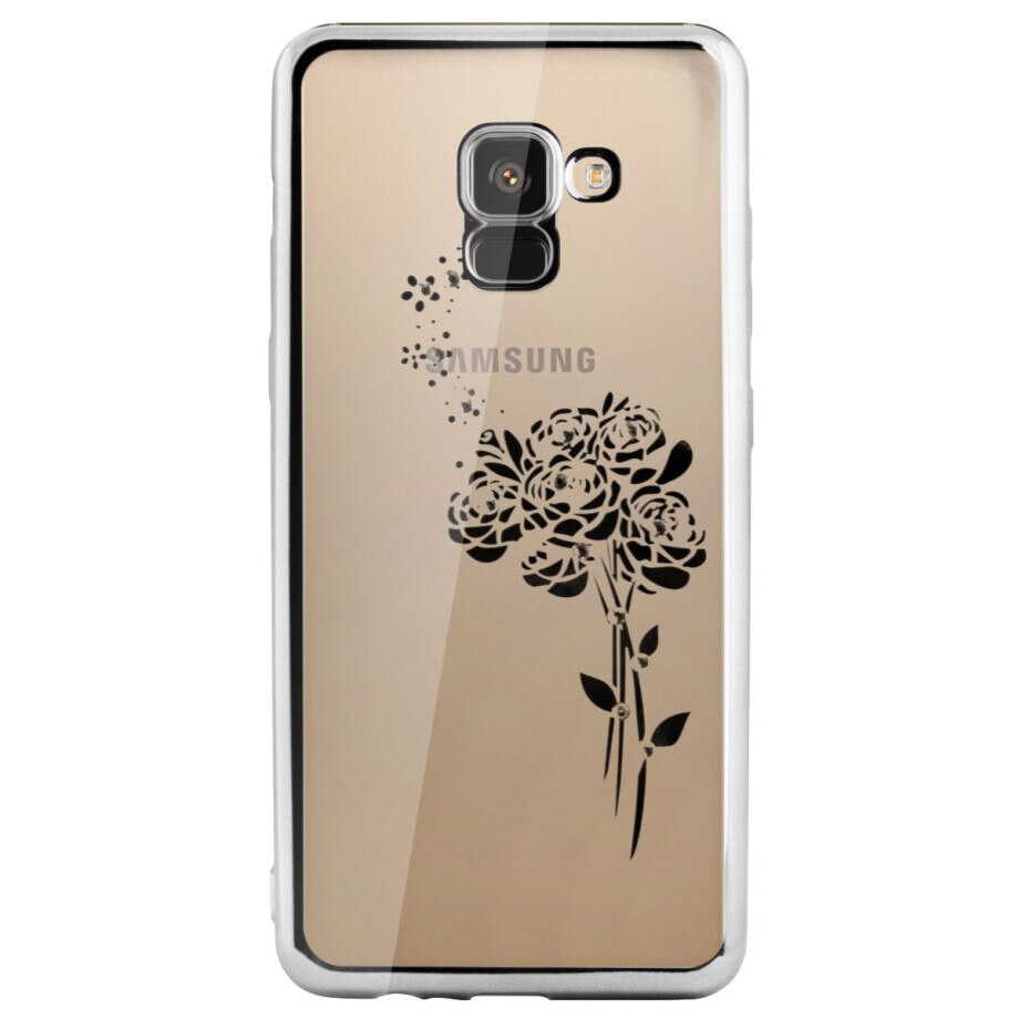 Carcasa compatibil cu Samsung Galaxy A8 Plus 2018 Roses Argintiu Beeyo