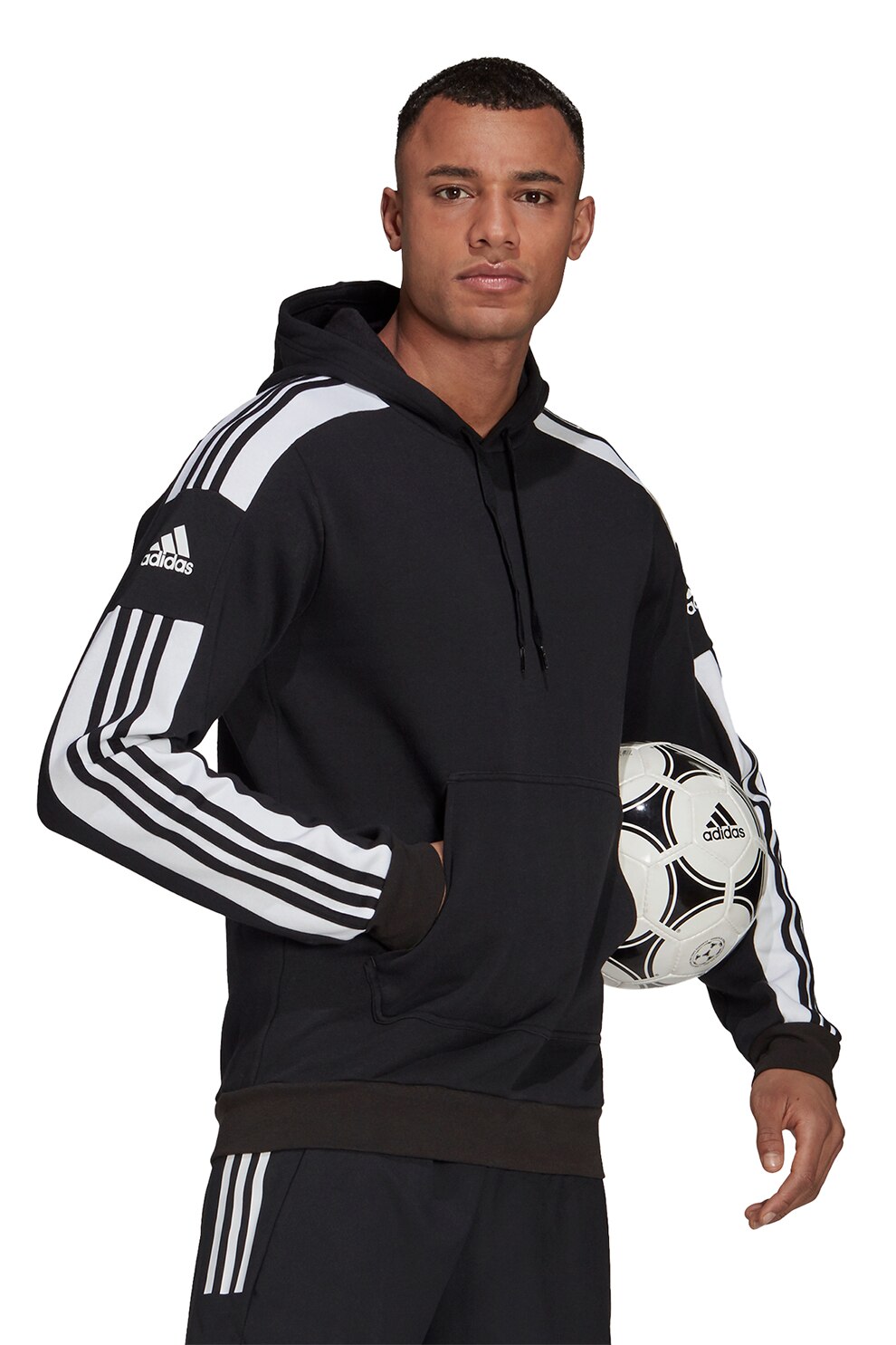adidas Performance, Hanorac cu buzunar kangaroo, pentru fotbal Squadra 21, Negru/Alb, 3XL