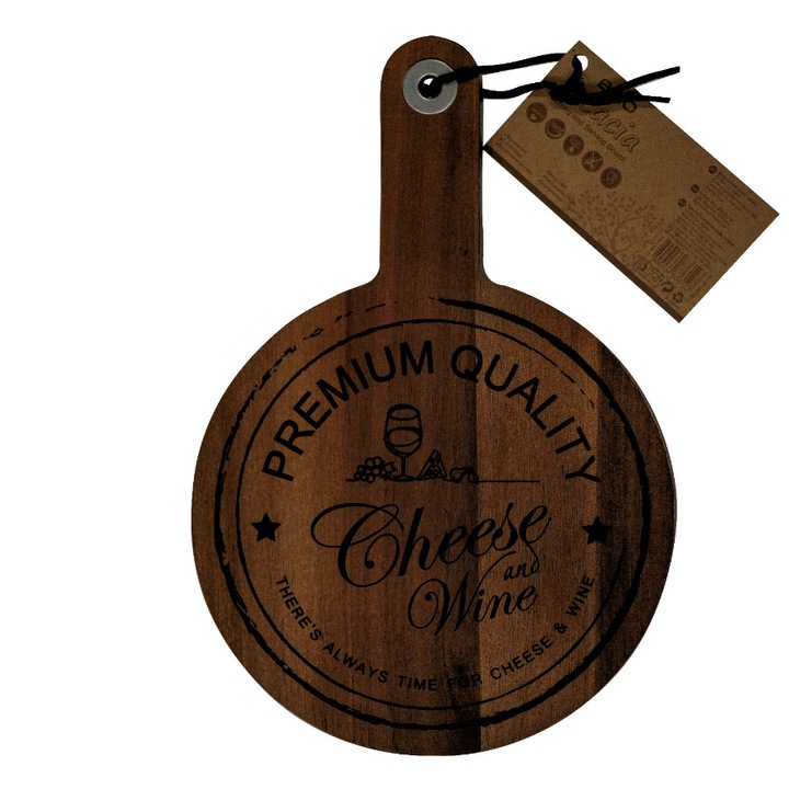 Дъска BRIO Acacia, кръгла с дръжка, Ф20см