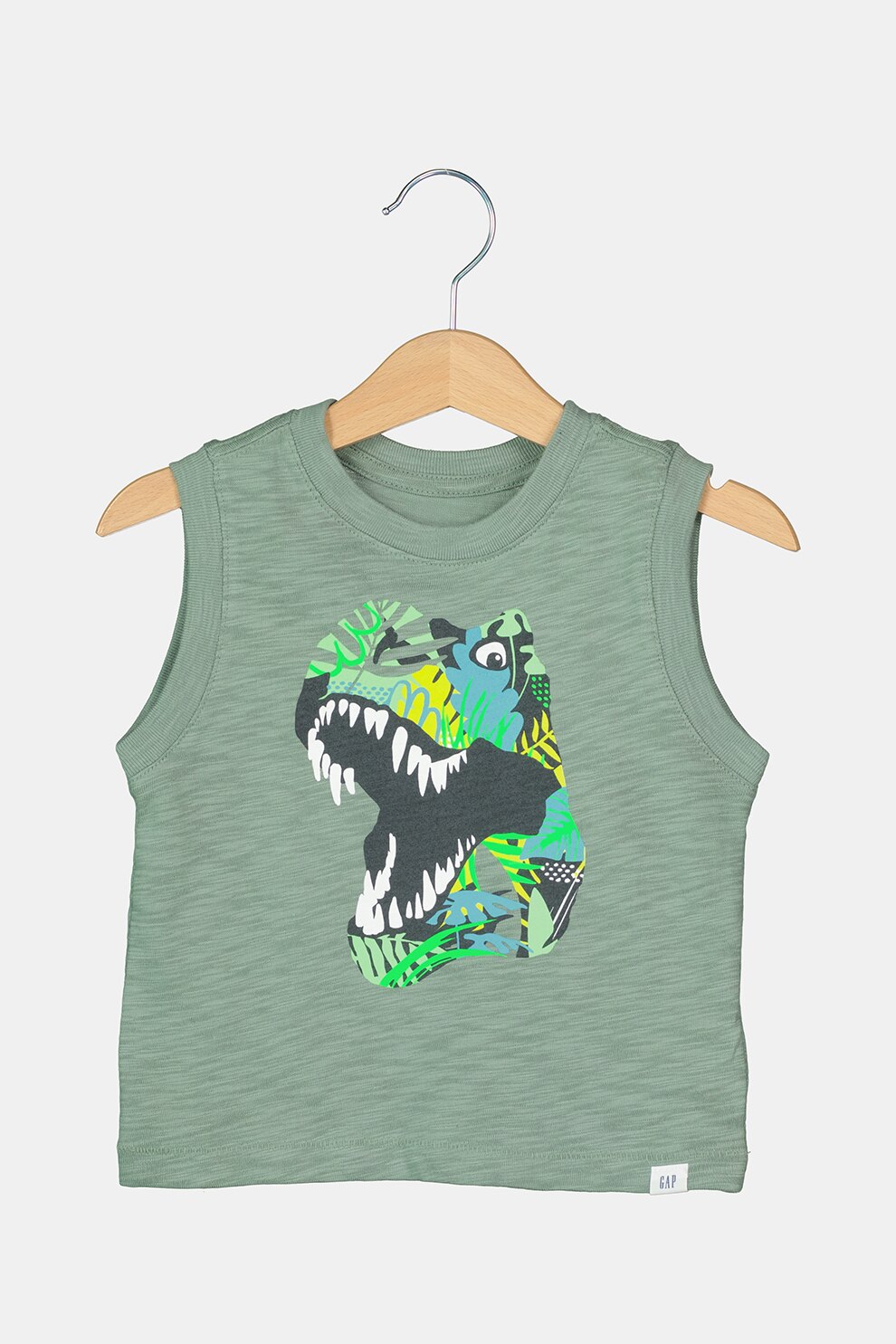 GAP, Top cu imprimeu grafic, Verde feriga/Negru/Alb