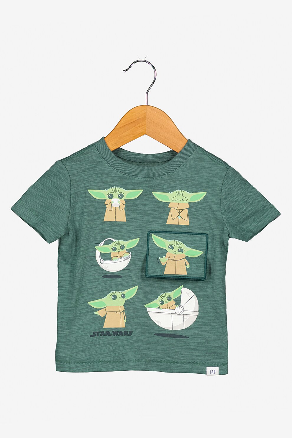 GAP, Tricou cu decolteu la baza gatului si imprimeu Star Wars, Verde persan