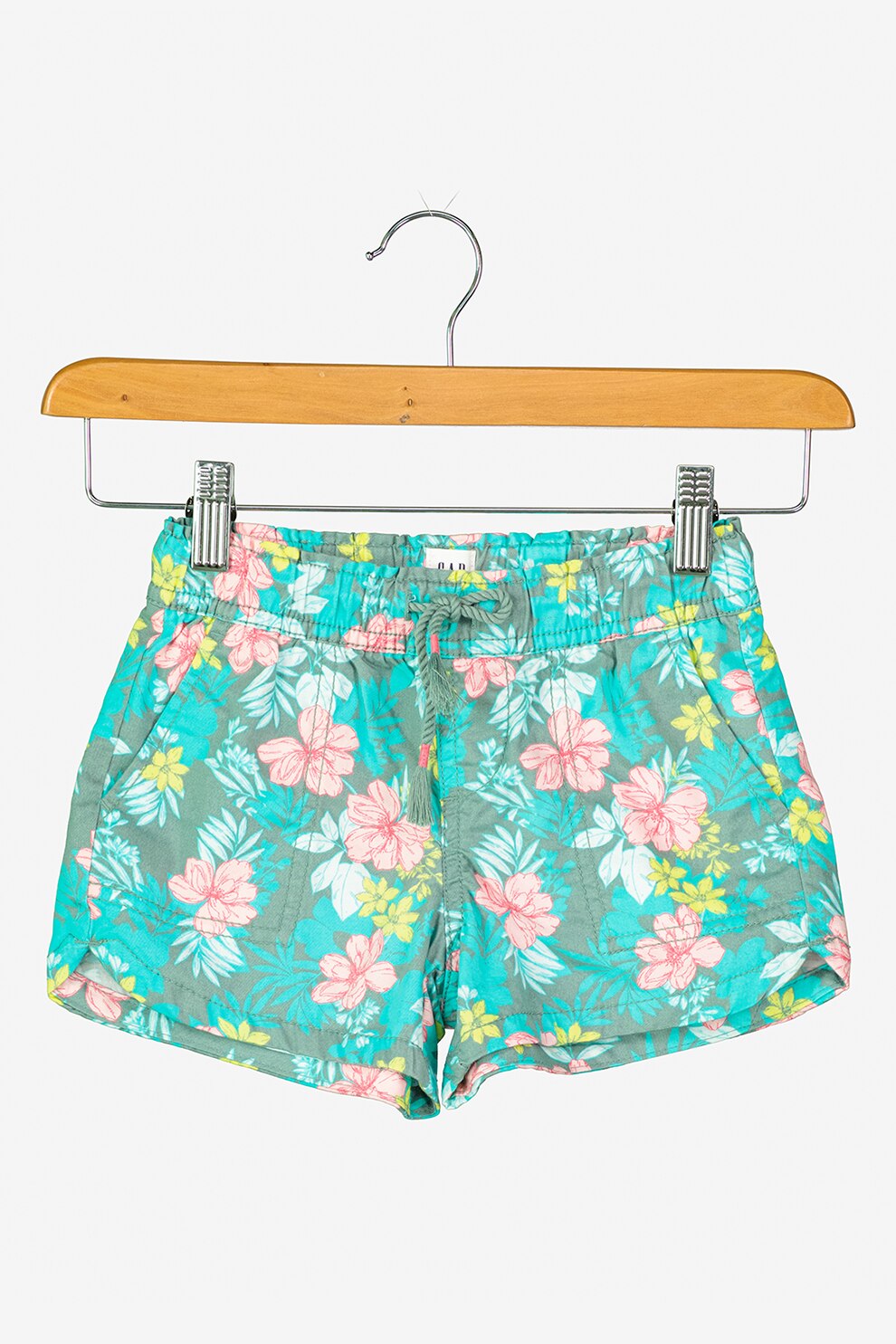 GAP, Pantaloni scurti de bumbac cu talie elastica, Verde/Albastru/Roz