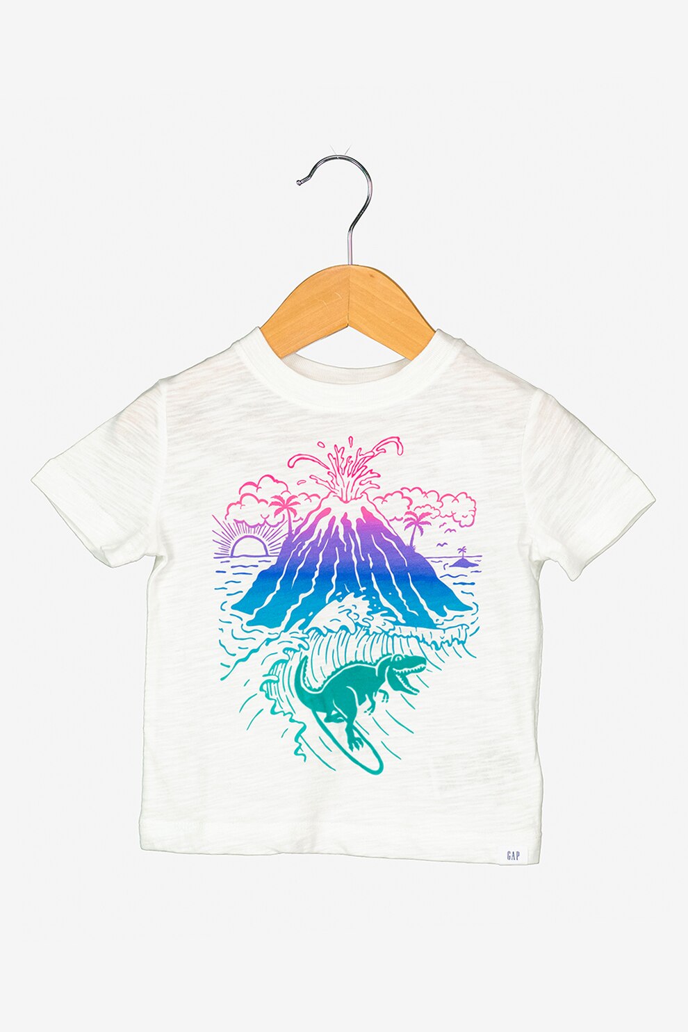 GAP, Tricou de bumbac cu imprimeu, Alb