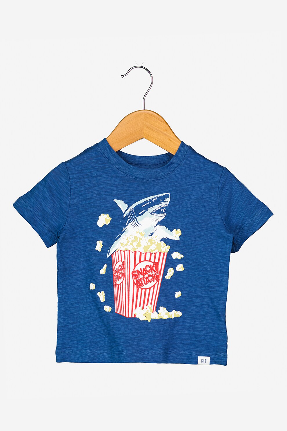 GAP, Tricou de bumbac cu imprimeu, Albastru inchis