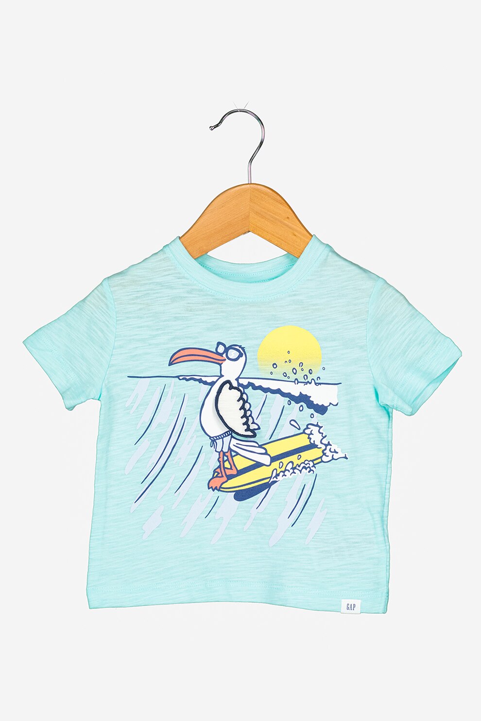 GAP, Tricou de bumbac cu imprimeu, Albastru aquamarin