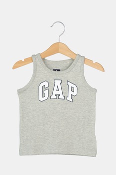 GAP, Top cu imprimeu logo, Gri melange/Alb/Bleumarin GAP, Top cu imprimeu logo, Gri melange/Alb/Bleumarin