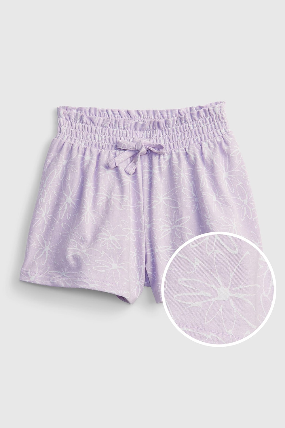 GAP, Pantaloni scurti de bumbac organic cu talie elastica plisata, Lila/Alb