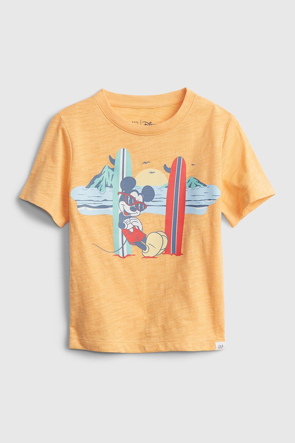 GAP, Tricou cu imprimeu Mickey Mouse, Oranj pal/Bleu