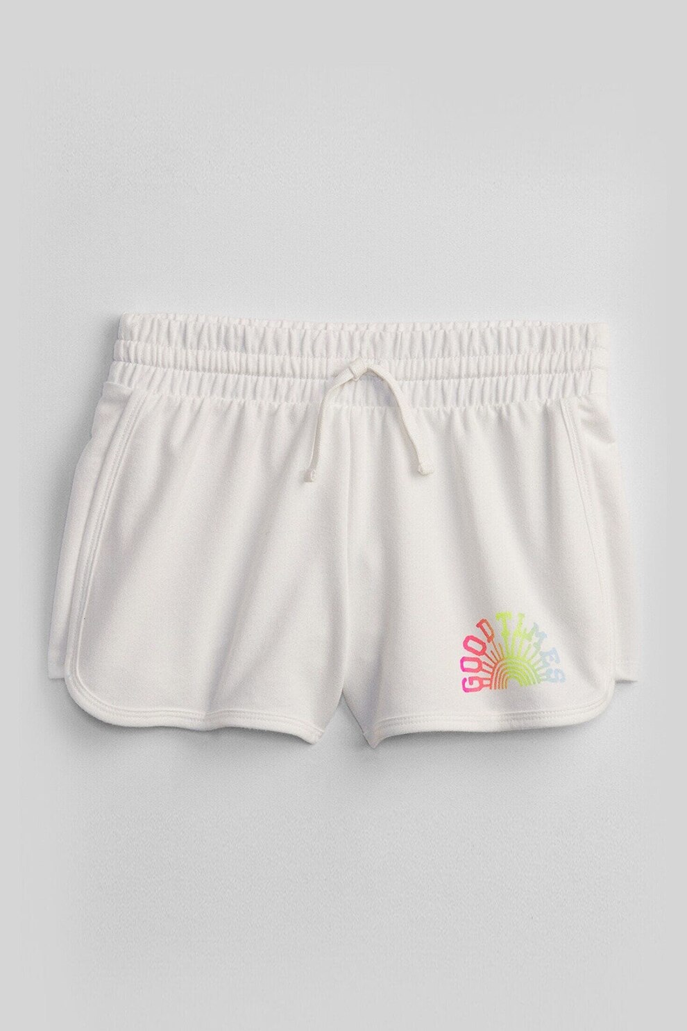 GAP, Pantaloni scurti cu snur si imprimeu, Alb