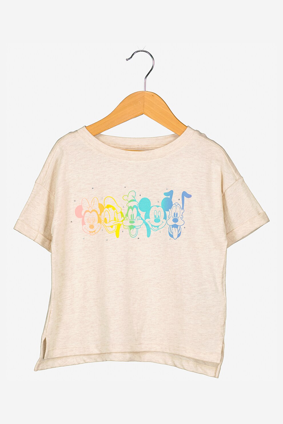 GAP, Tricou cu decolteu rotund si imprimeu, Bej