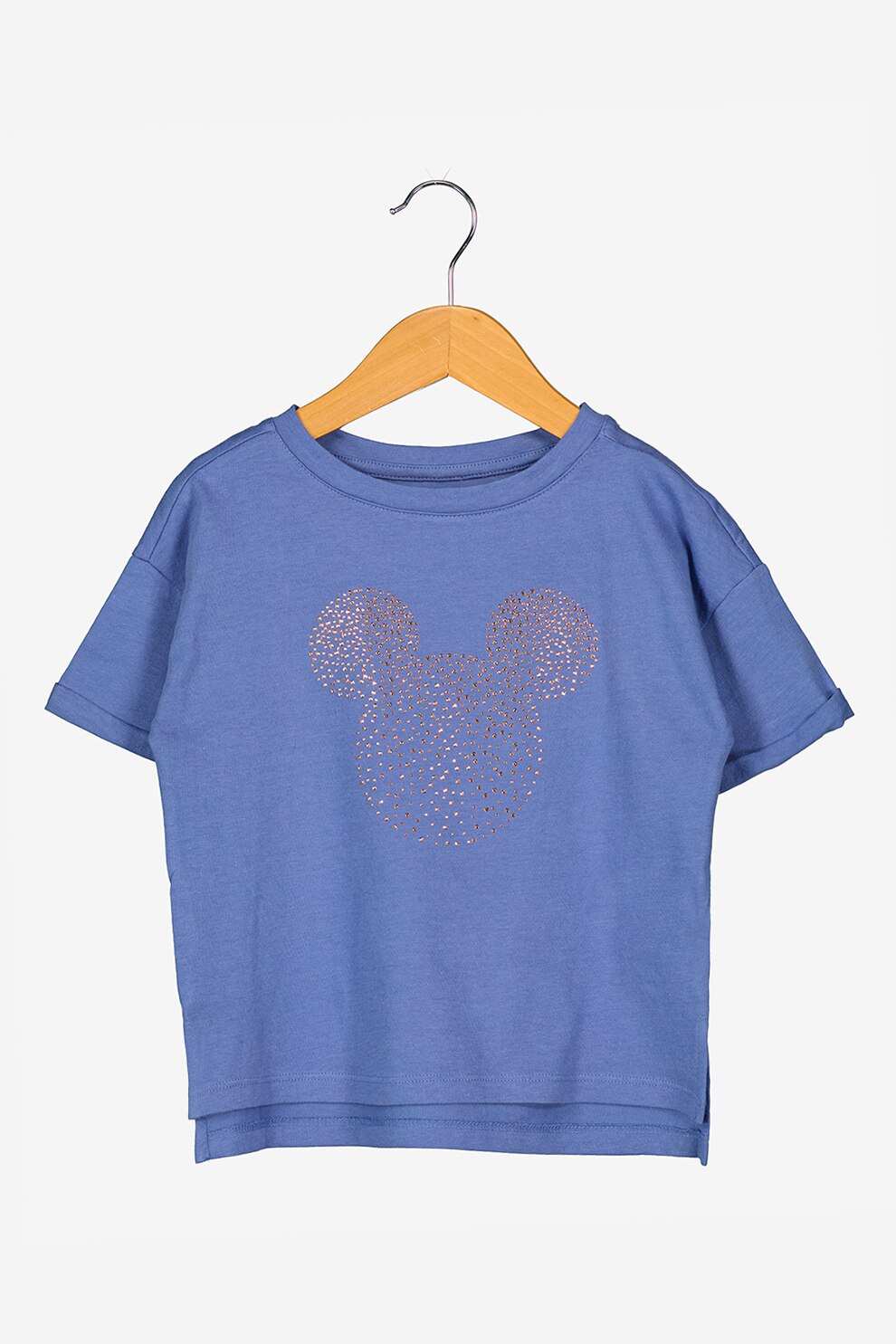 GAP, Tricou cu decolteu rotund si imprimeu, Albastru lavanda/Roz