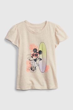 GAP, Tricou din jerseu cu imprimeu cu Minnie Mouse, Maro nisip GAP, Tricou din jerseu cu imprimeu cu Minnie Mouse, Maro nisip