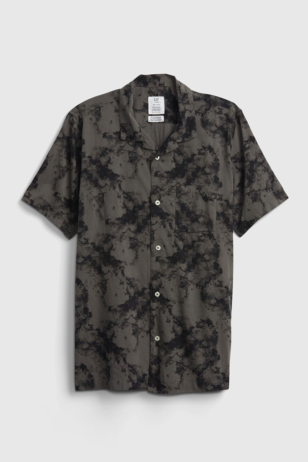 GAP, Camasa cu imprimeu tie dye, Gri inchis/ Negru