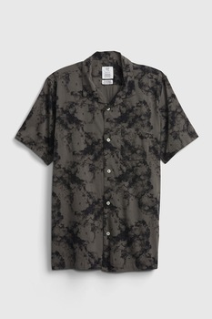 GAP, Camasa cu imprimeu tie dye, Gri inchis/ Negru GAP, Camasa cu imprimeu tie dye, Gri inchis/ Negru