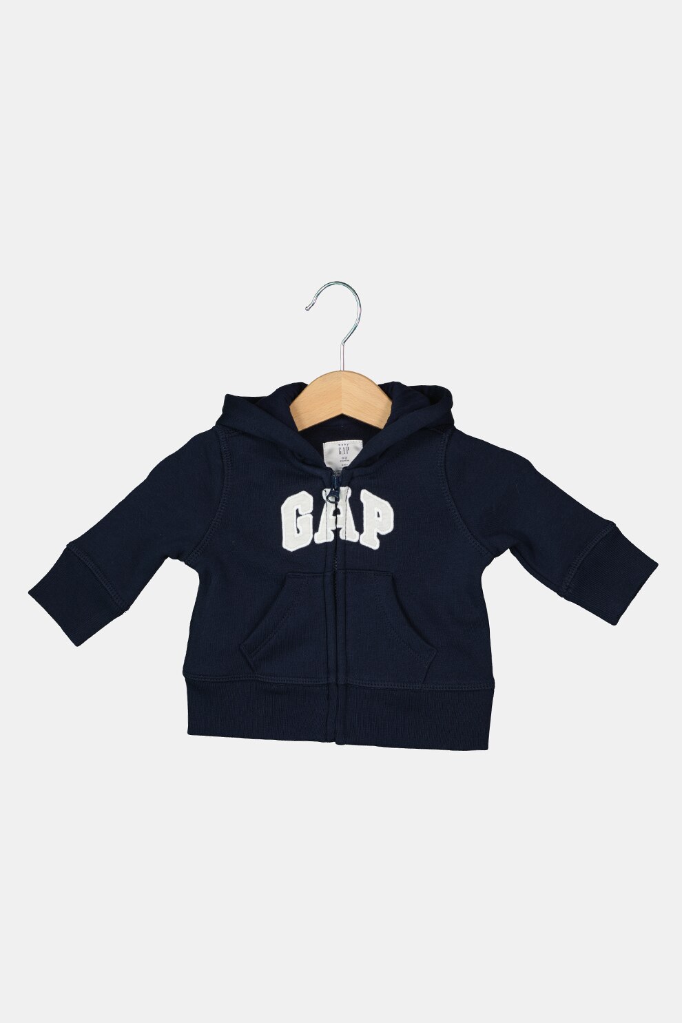 GAP, Hanorac din amestec de bumbac cu fermoar, 50 CM, Bleumarin/Alb