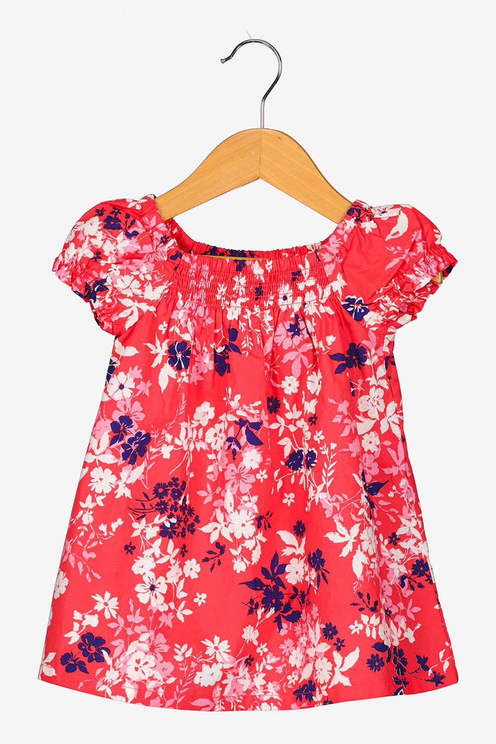 GAP, Rochie cu imprimeu floral si croiala A, Rosu/Bleumarin/Alb
