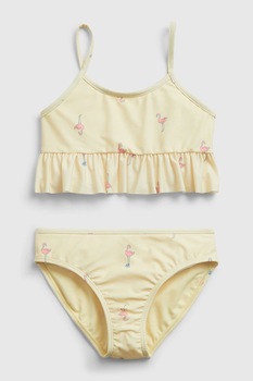 GAP, Costum de baie in doua piese cu model cu flamingo, Bej GAP, Costum de baie in doua piese cu model cu flamingo, Bej