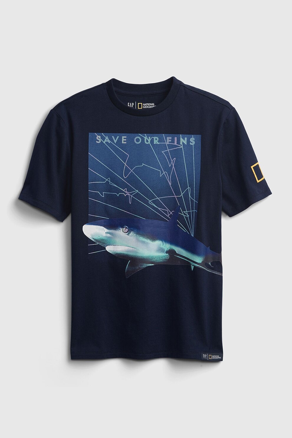 GAP, Tricou de bumbac organic cu imprimeu, Bleumarin inchis